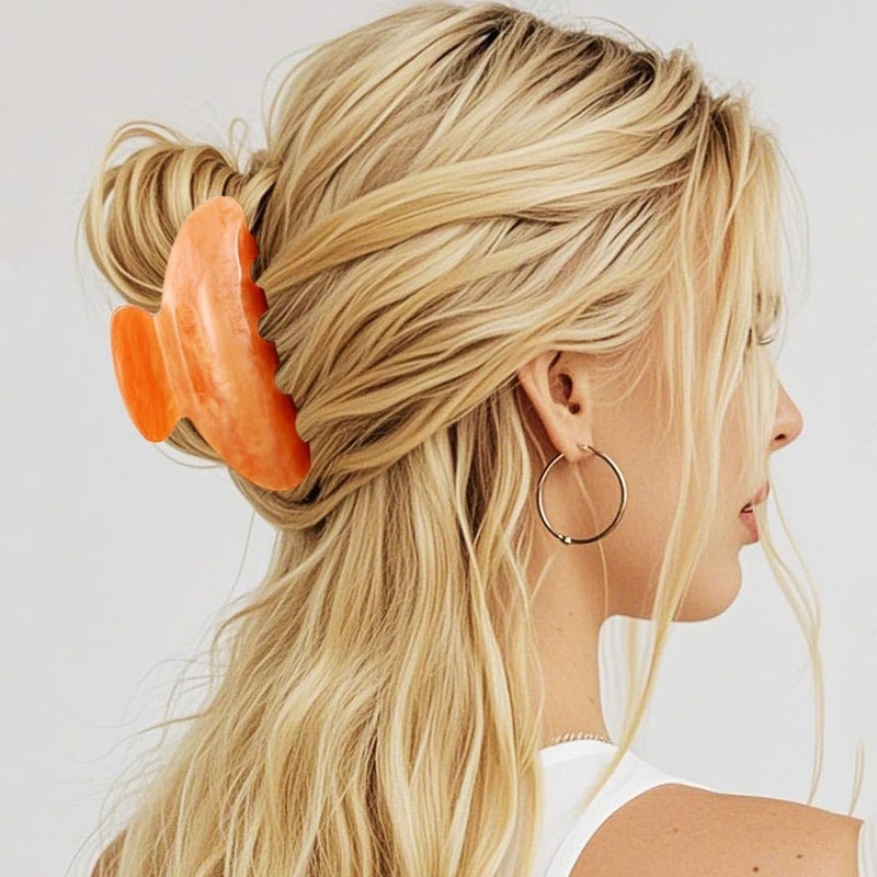 Gortin Acrylic Claw Clips Medium Hair Clips Nonslip Hair Claw for Thick Hair Fancy Hair Accessories for Women (D-Purple+Orange, Free size) - Image 3